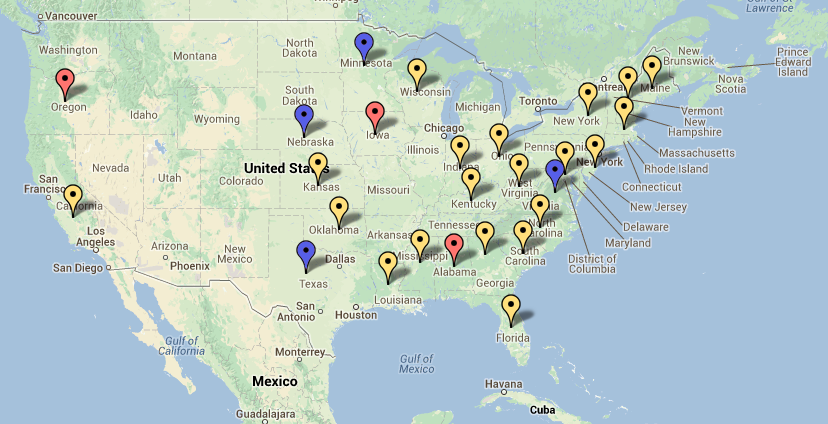 Figure 1. Mapping Common Core State Standards Unrest (data based on Mercedes Schneider's EduBlog.